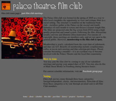 Website v1: Film Club| Palace Theatre