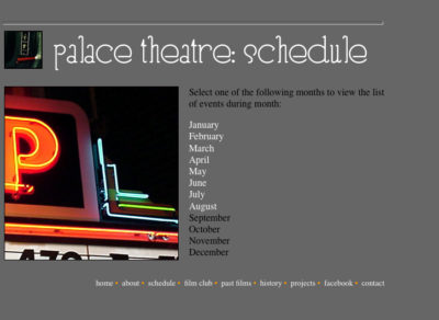 Website v1: Schedule| Palace Theatre